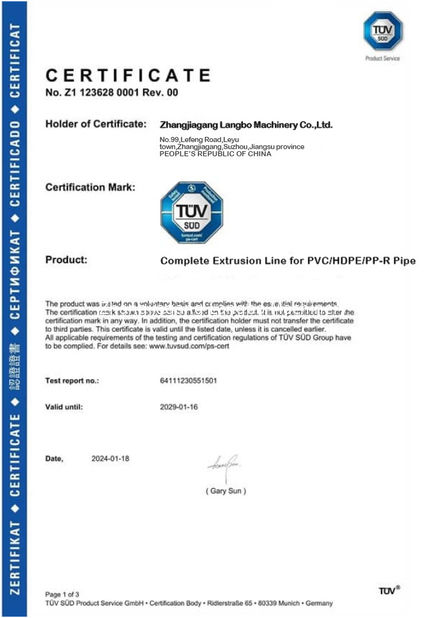 Chine Zhangjiagang Langbo Machinery Co. Ltd. certifications